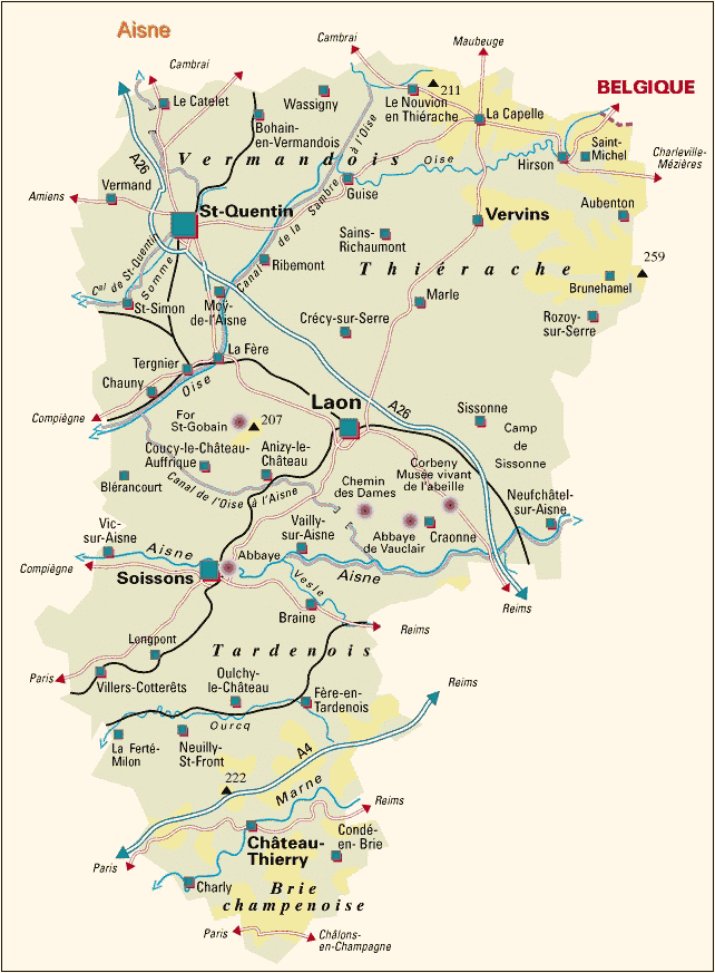La carte de l'Aisne